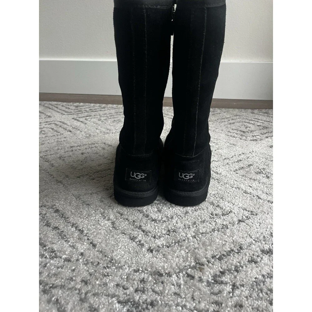 UGG Kids Ultimate Tall Boots Black Suede Shearling Zipper Size 2 Youth S/N 5983